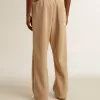 Pantaloni jogging da uomo beige chiaro con logo bianco