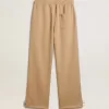 Pantaloni jogging da uomo beige chiaro con logo bianco