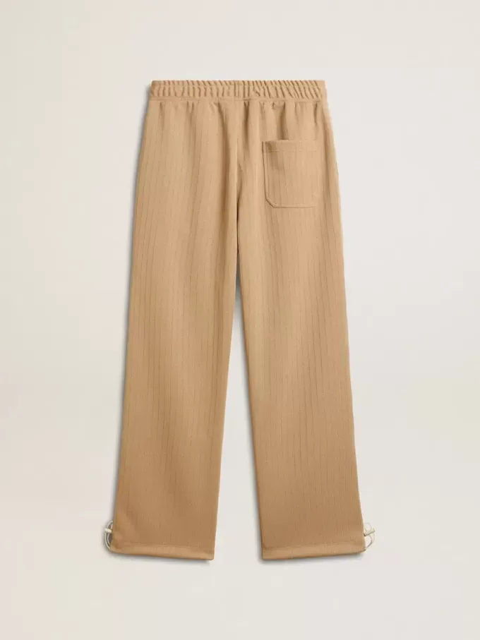 Pantaloni jogging da uomo beige chiaro con logo bianco