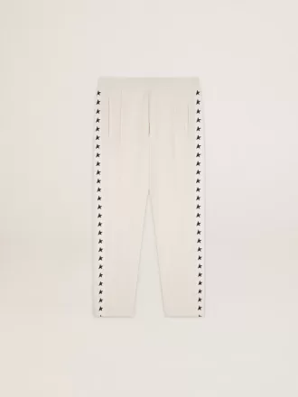 Pantaloni jogging da uomo bianchi con stelle nere sui lati