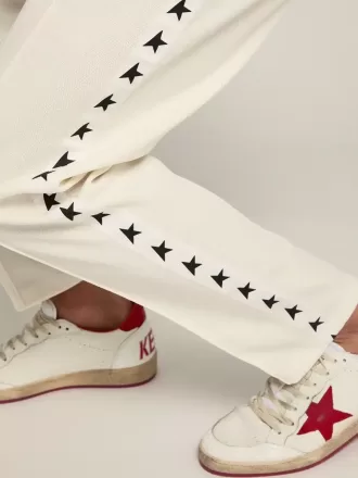 Pantaloni jogging da uomo bianchi con stelle nere sui lati