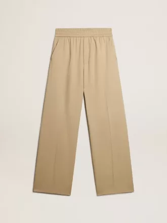Pantaloni jogging da uomo color sabbia con tasca sul retro
