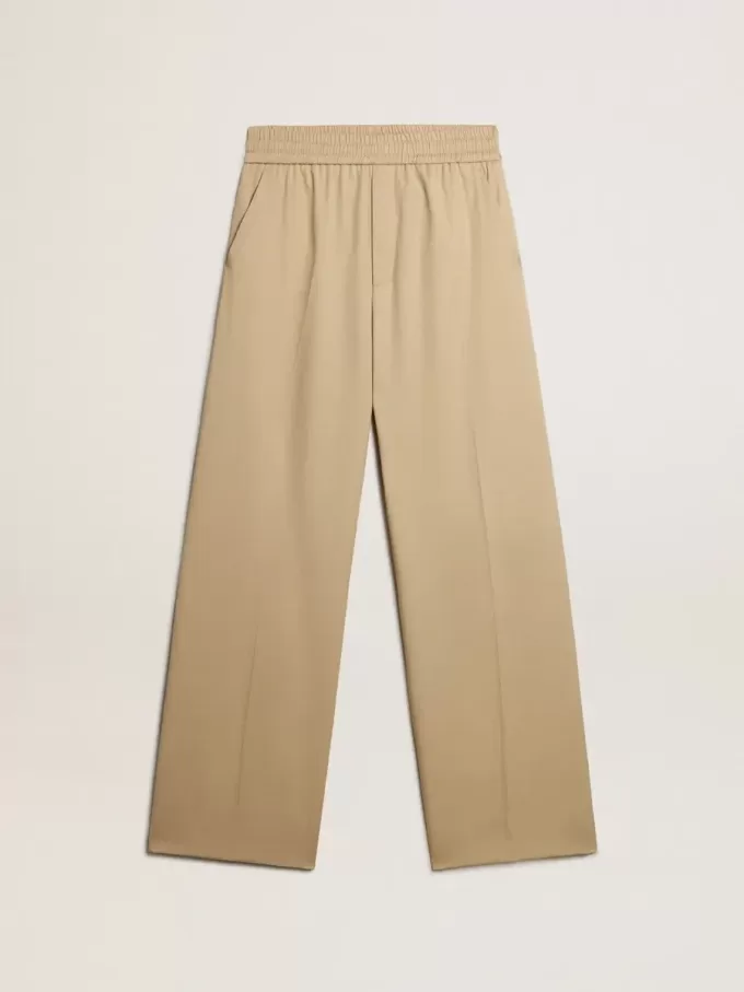 Pantaloni jogging da uomo color sabbia con tasca sul retro Pantaloni jogging da uomo color sabbia con tasca sul retro