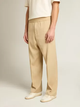 Pantaloni jogging da uomo color sabbia con tasca sul retro