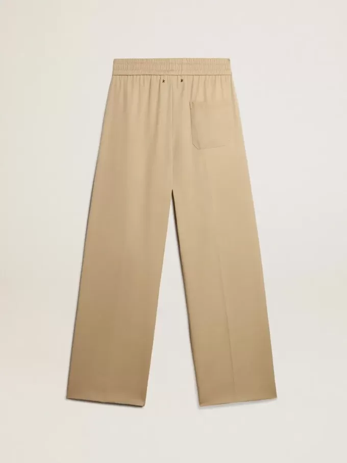 Pantaloni jogging da uomo color sabbia con tasca sul retro Pantaloni jogging da uomo color sabbia con tasca sul retro