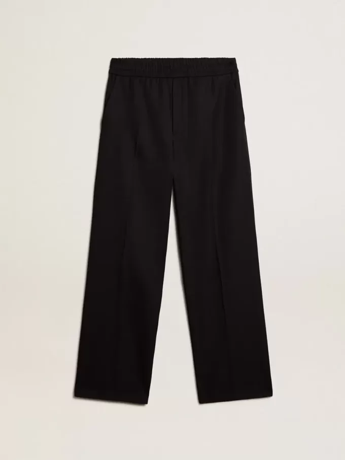 Pantaloni jogging da uomo in lana blu scuro