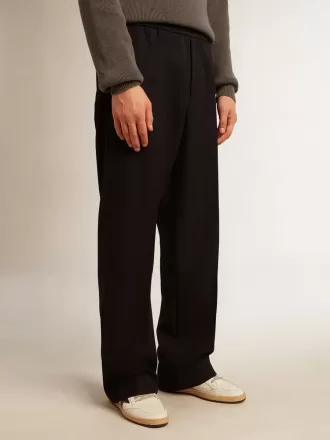 Pantaloni jogging da uomo in lana blu scuro