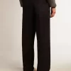 Pantaloni jogging da uomo in lana blu scuro