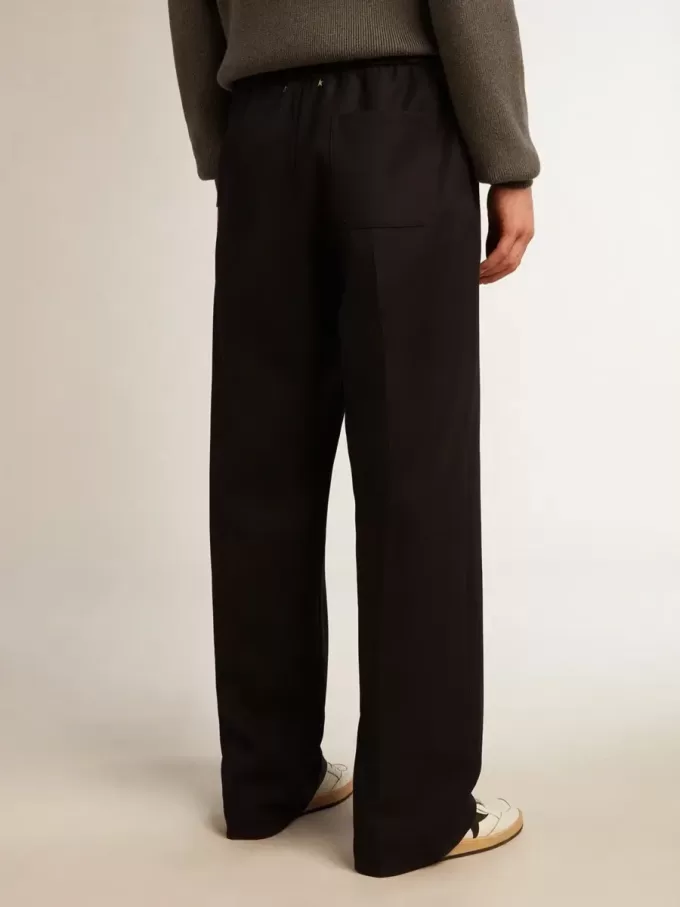 Pantaloni jogging da uomo in lana blu scuro