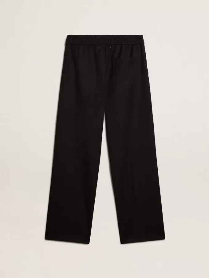 Pantaloni jogging da uomo in lana blu scuro
