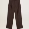 Pantaloni jogging da uomo in lana marrone scuro con motivo a righe sottili