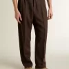 Pantaloni jogging da uomo in lana marrone scuro con motivo a righe sottili