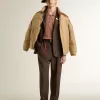 Pantaloni jogging da uomo in lana marrone scuro con motivo a righe sottili