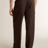 Pantaloni jogging da uomo in lana marrone scuro con motivo a righe sottili