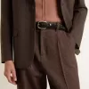 Pantaloni jogging da uomo in lana marrone scuro con motivo a righe sottili