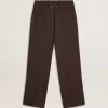 Pantaloni jogging da uomo in lana marrone scuro con motivo a righe sottili
