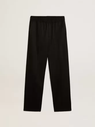 Pantaloni jogging da uomo in lana nera