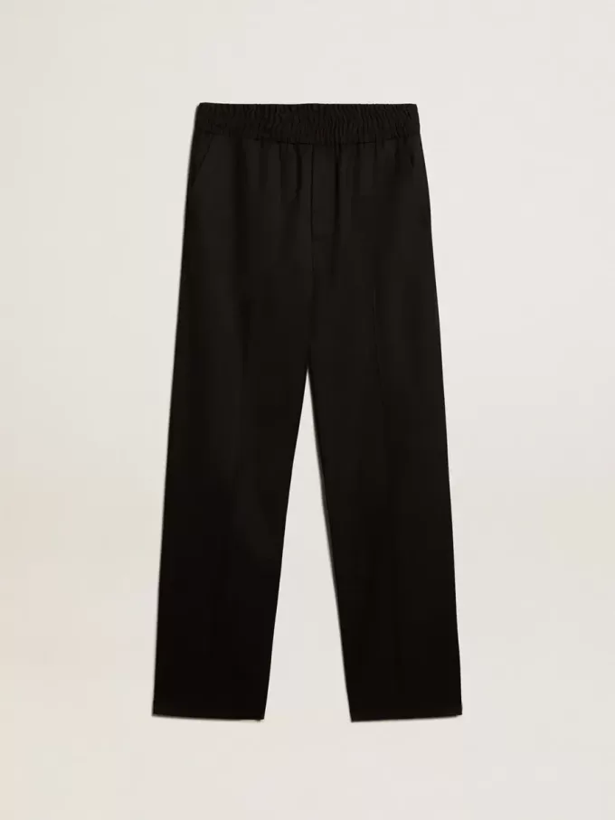 Pantaloni jogging da uomo in lana nera Pantaloni jogging da uomo in lana nera