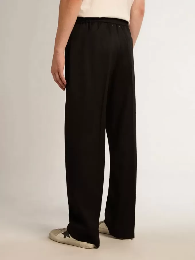 Pantaloni jogging da uomo in lana nera Pantaloni jogging da uomo in lana nera