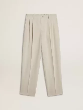 Pantaloni jogging da uomo in misto lana color cachi Pantaloni jogging da uomo in misto lana color cachi