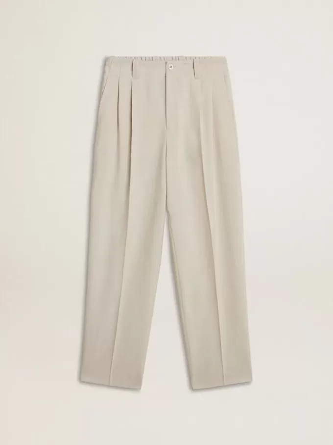 Pantaloni jogging da uomo in misto lana color cachi Pantaloni jogging da uomo in misto lana color cachi