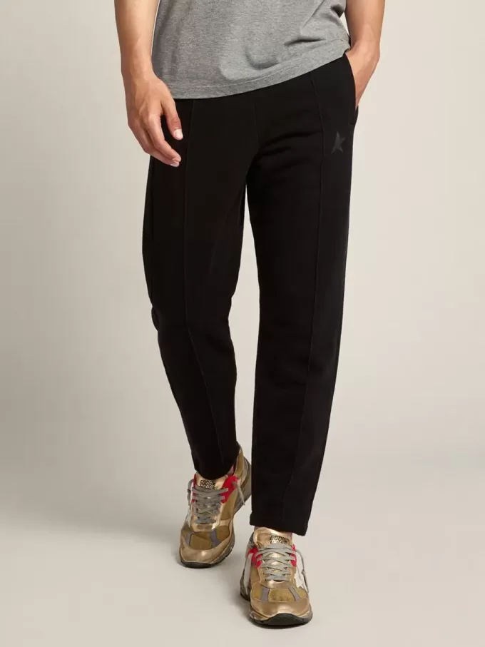 Pantaloni jogging da uomo neri con stella sul davanti Pantaloni jogging da uomo neri con stella sul davanti