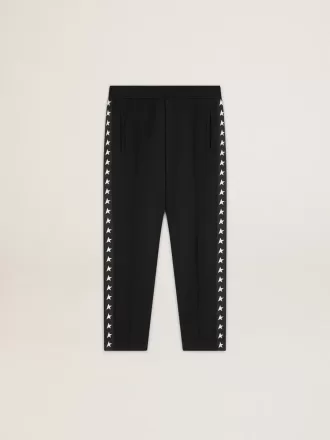 Pantaloni jogging da uomo neri con stelle bianche sui lati Pantaloni jogging da uomo neri con stelle bianche sui lati