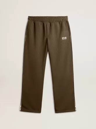 Pantaloni jogging da uomo verde militare con logo bianco Pantaloni jogging da uomo verde militare con logo bianco