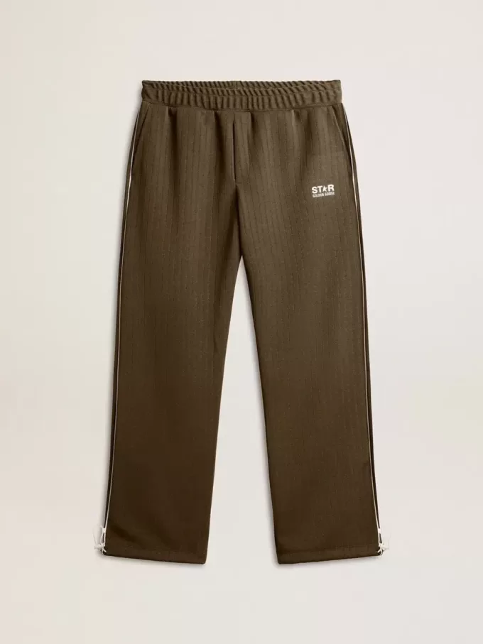Pantaloni jogging da uomo verde militare con logo bianco Pantaloni jogging da uomo verde militare con logo bianco