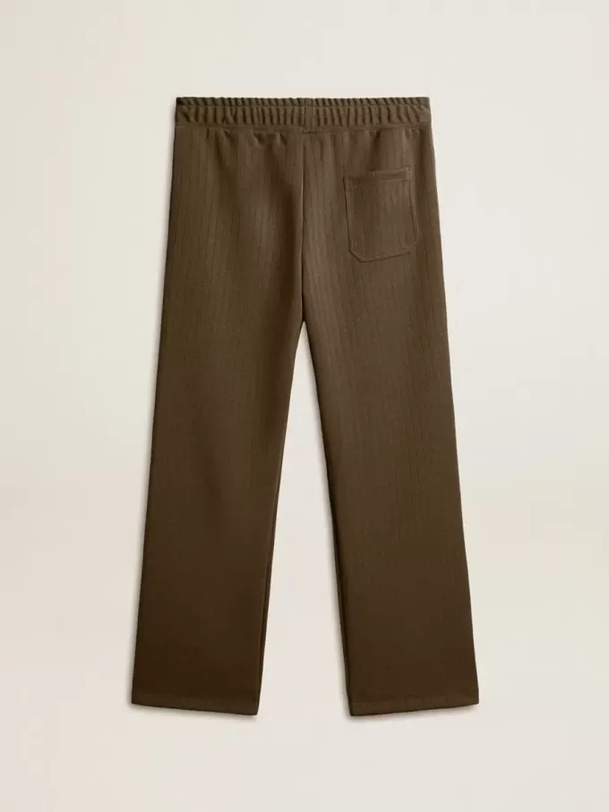 Pantaloni jogging da uomo verde militare con logo bianco Pantaloni jogging da uomo verde militare con logo bianco
