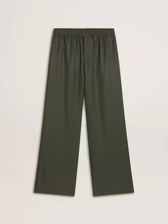 Pantaloni jogging da uomo verde scuro con strisce verticali