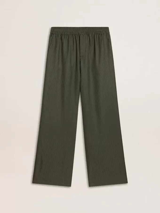 Pantaloni jogging da uomo verde scuro con strisce verticali