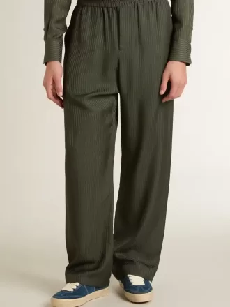 Pantaloni jogging da uomo verde scuro con strisce verticali