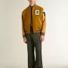 Pantaloni jogging da uomo verde scuro con strisce verticali