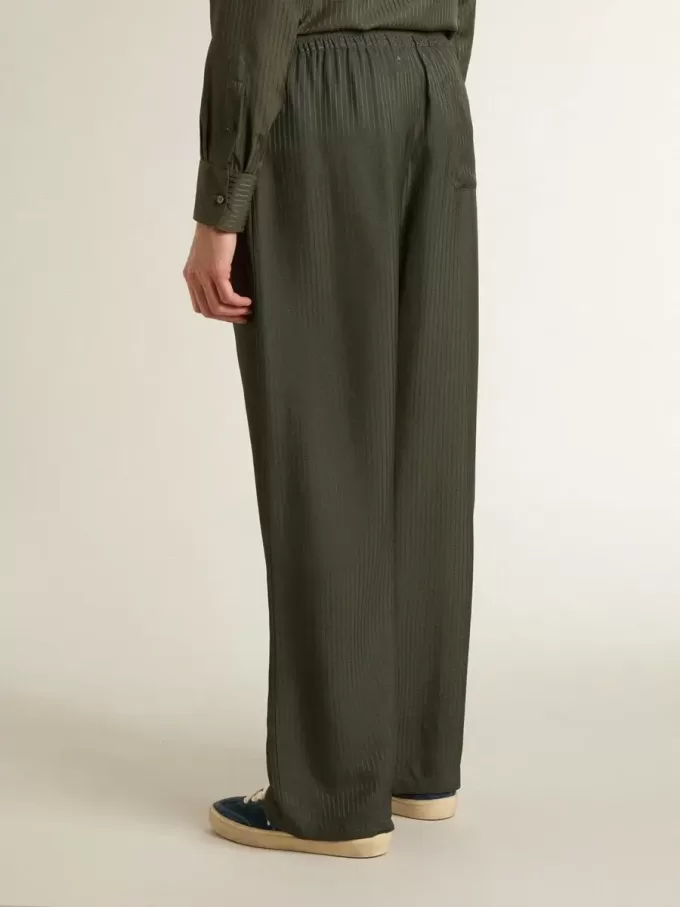 Pantaloni jogging da uomo verde scuro con strisce verticali