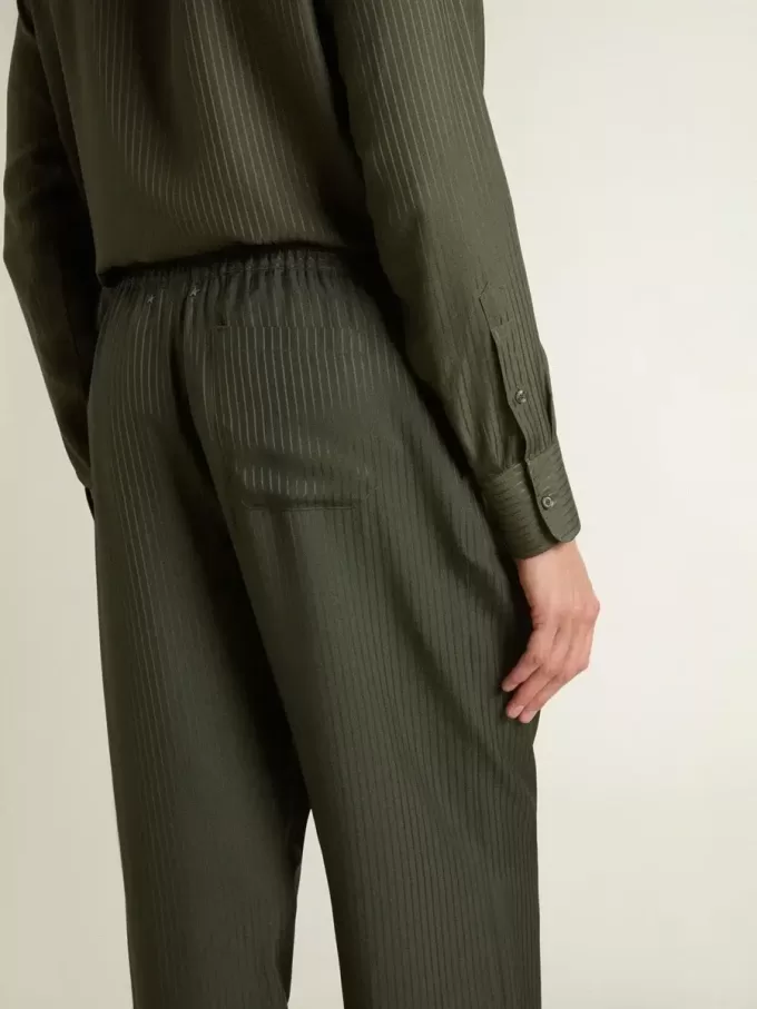Pantaloni jogging da uomo verde scuro con strisce verticali