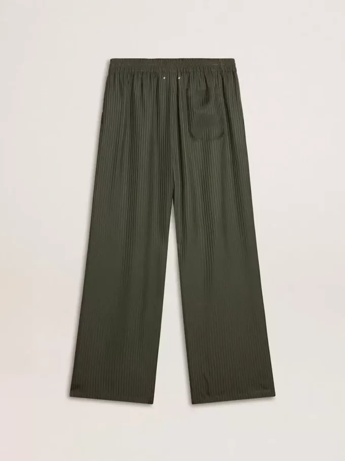 Pantaloni jogging da uomo verde scuro con strisce verticali