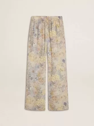 Pantaloni jogging multicolore da donna con stampa floreale