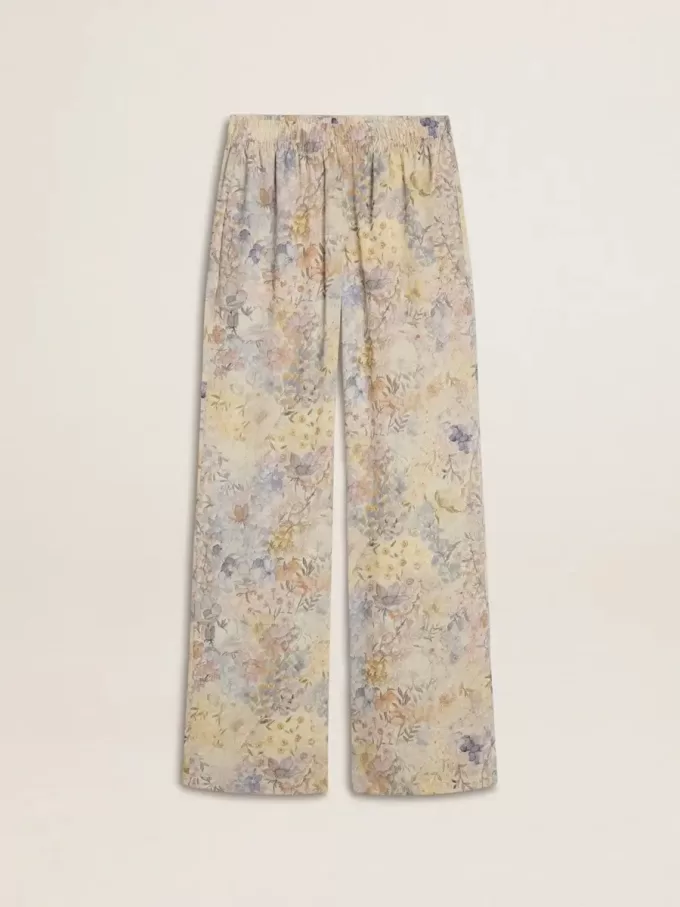 Pantaloni jogging multicolore da donna con stampa floreale