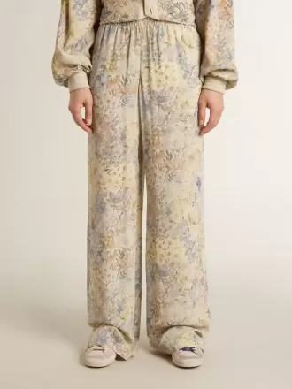 Pantaloni jogging multicolore da donna con stampa floreale
