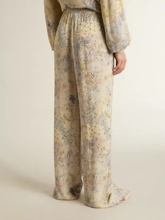 Pantaloni jogging multicolore da donna con stampa floreale