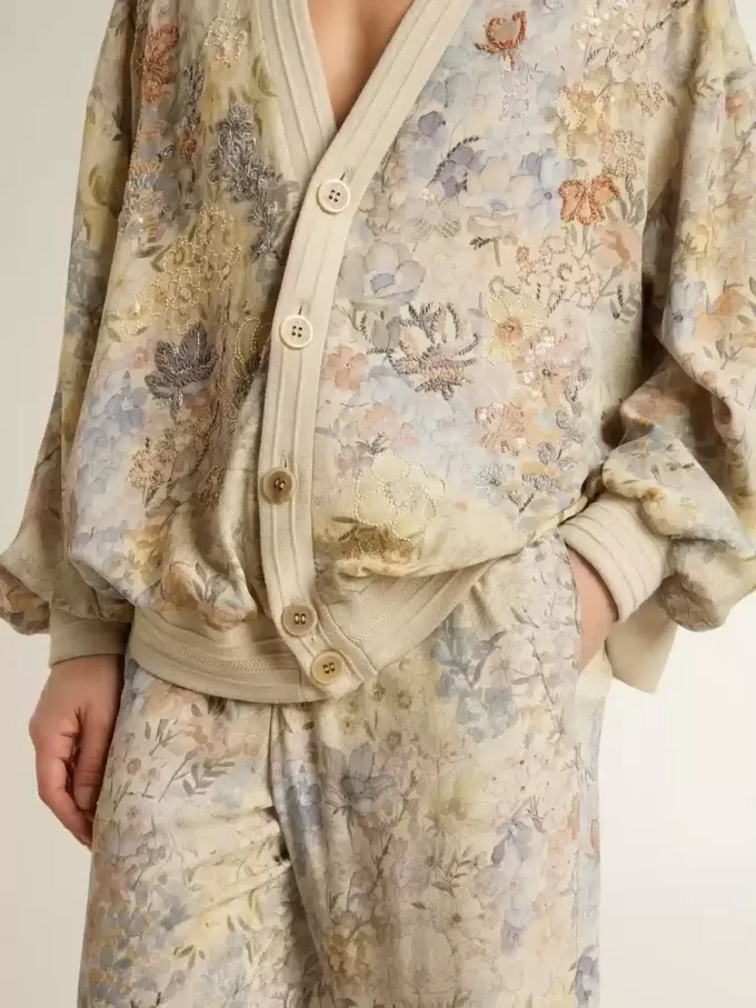 Pantaloni jogging multicolore da donna con stampa floreale