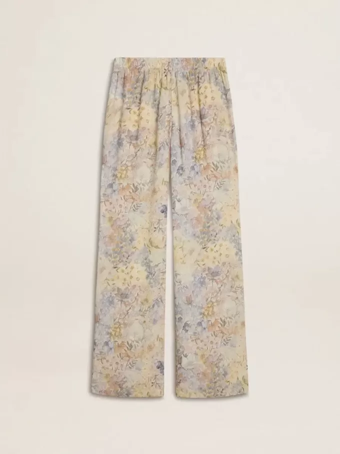 Pantaloni jogging multicolore da donna con stampa floreale