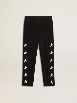 Pantaloni jogging neri da bambino con stelle bianche