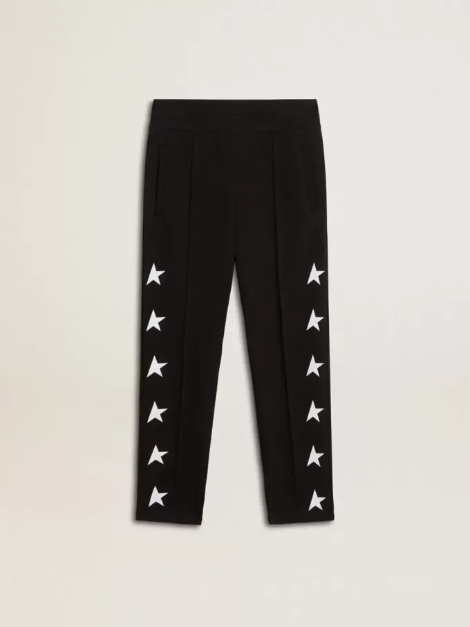 Pantaloni jogging neri da bambino con stelle bianche