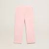 Pantaloni jogging rosa con stella glitterata sul davanti Pantaloni jogging rosa con stella glitterata sul davanti