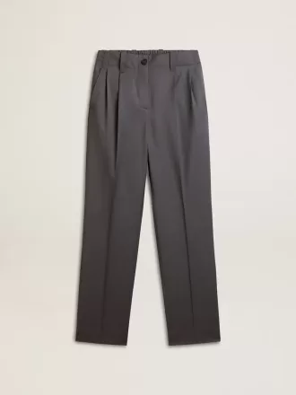 Pantaloni larghi da donna in lana azzurro