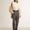 Pantaloni larghi da donna in lana azzurro Pantaloni larghi da donna in lana azzurro