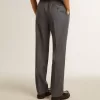 Pantaloni larghi da donna in lana azzurro Pantaloni larghi da donna in lana azzurro