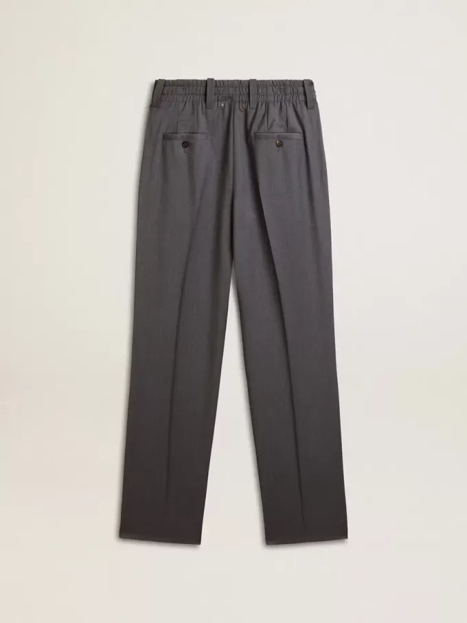 Pantaloni larghi da donna in lana azzurro Pantaloni larghi da donna in lana azzurro